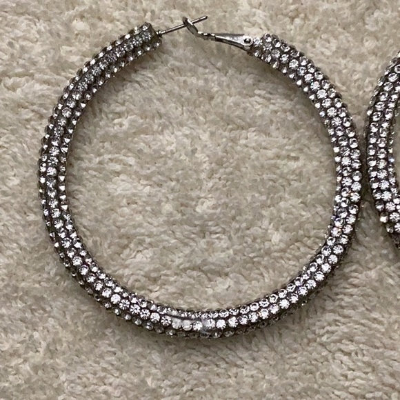 Large Rhinestone Hoop Earrings - Picture 2 of 2